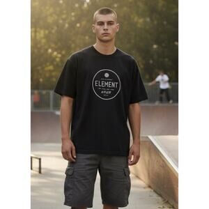 Element T-Shirt Black Seal Icon Logo Skater Surfer Grunge Beach Mens XL